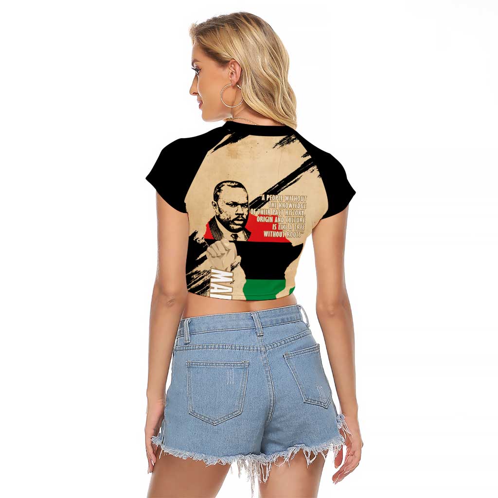 Marcus Garvey Day Raglan Cropped T Shirt UNIA Flag Mix African Map - Wonder Print Shop