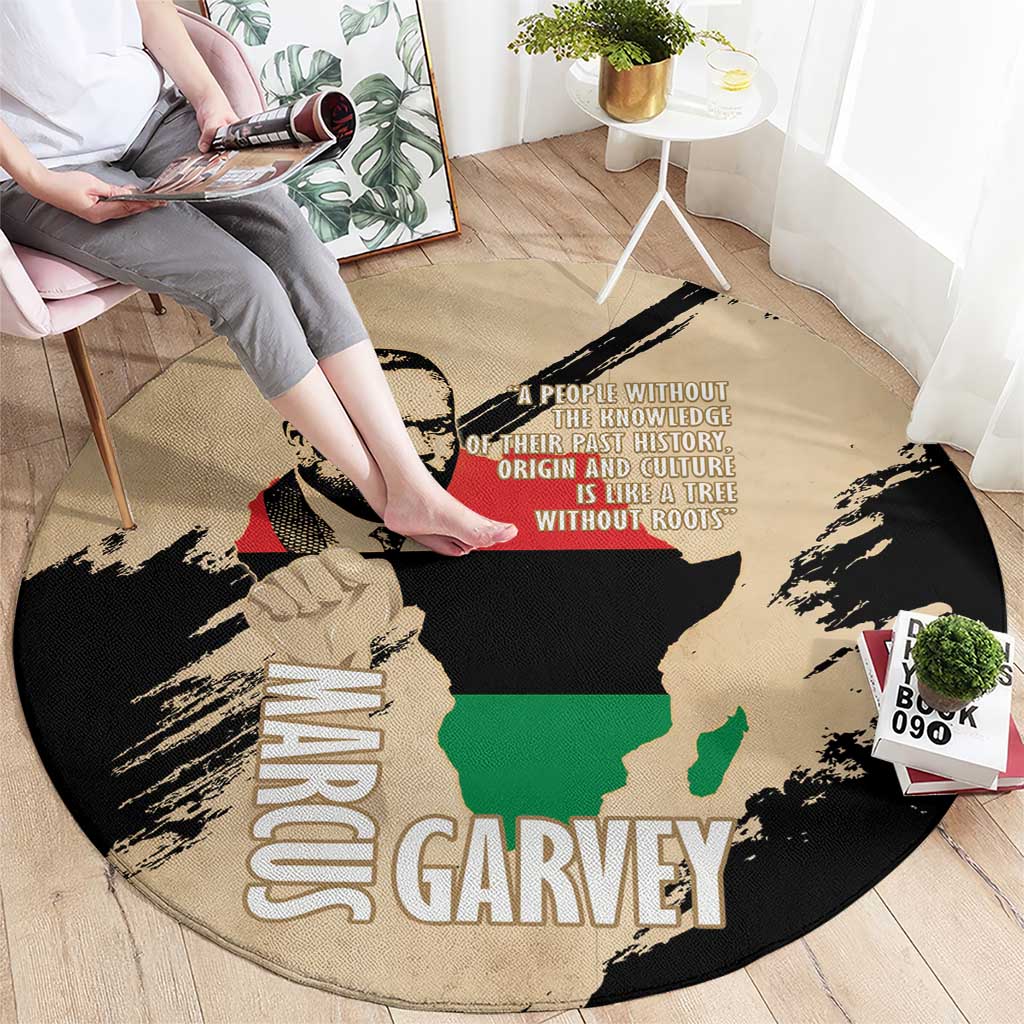 Marcus Garvey Day Round Carpet UNIA Flag Mix African Map - Wonder Print Shop