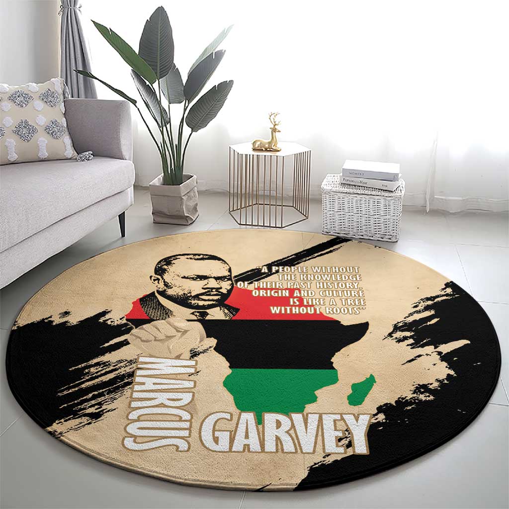 Marcus Garvey Day Round Carpet UNIA Flag Mix African Map - Wonder Print Shop