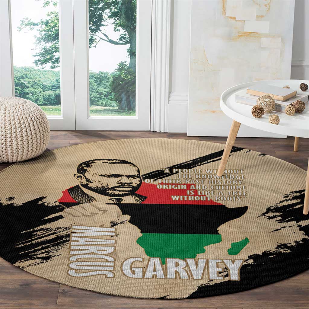 Marcus Garvey Day Round Carpet UNIA Flag Mix African Map - Wonder Print Shop