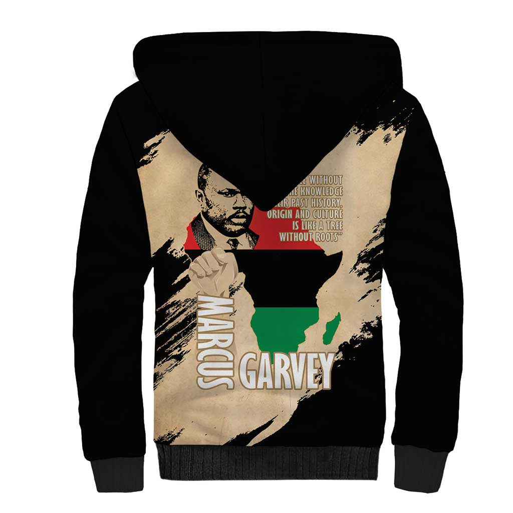Marcus Garvey Day Sherpa Hoodie UNIA Flag Mix African Map - Wonder Print Shop