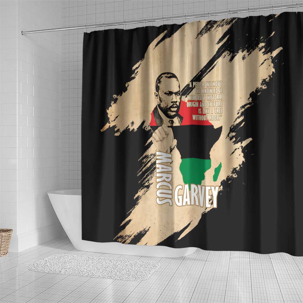 Marcus Garvey Day Shower Curtain UNIA Flag Mix African Map - Wonder Print Shop