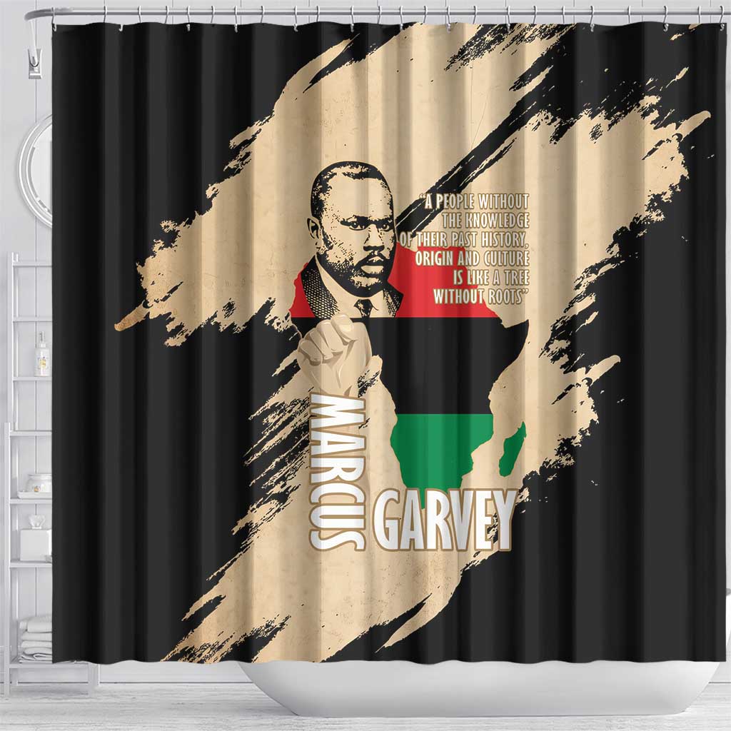 Marcus Garvey Day Shower Curtain UNIA Flag Mix African Map - Wonder Print Shop