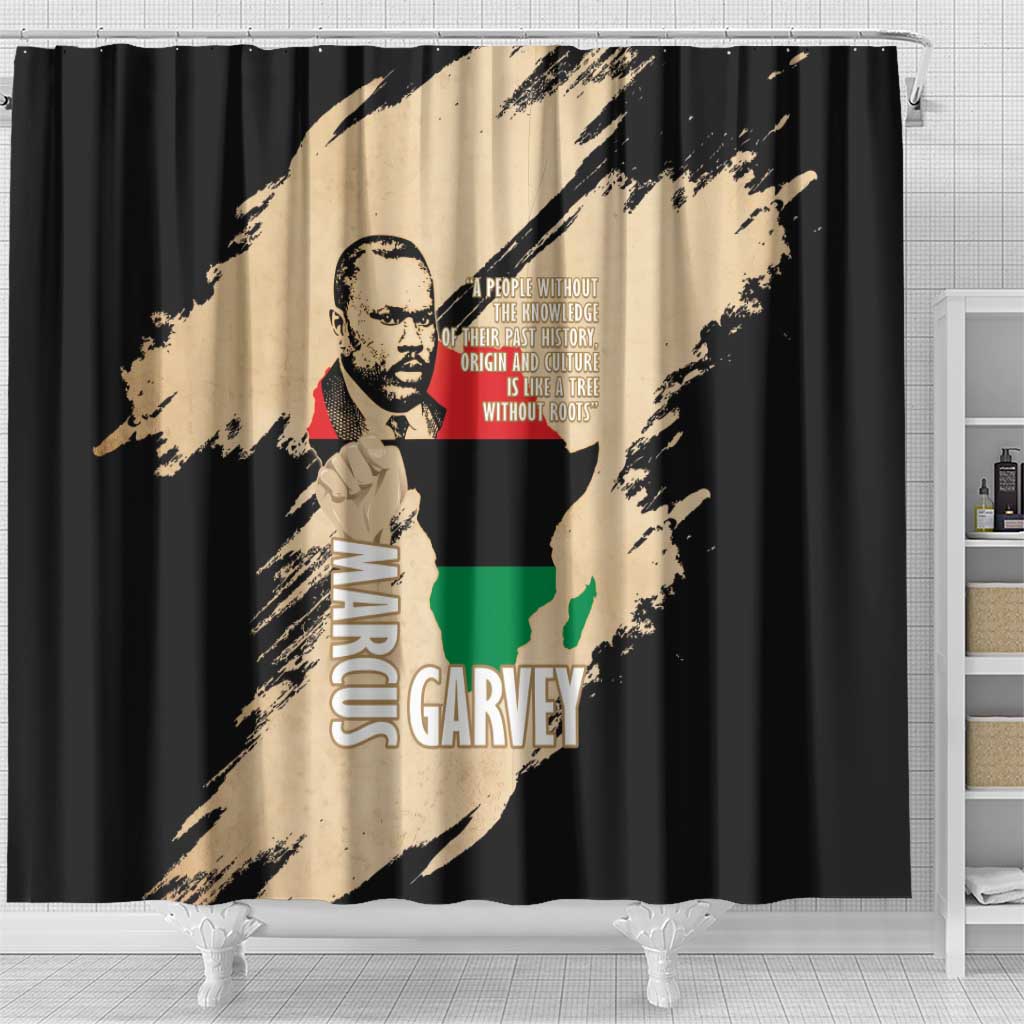 Marcus Garvey Day Shower Curtain UNIA Flag Mix African Map - Wonder Print Shop