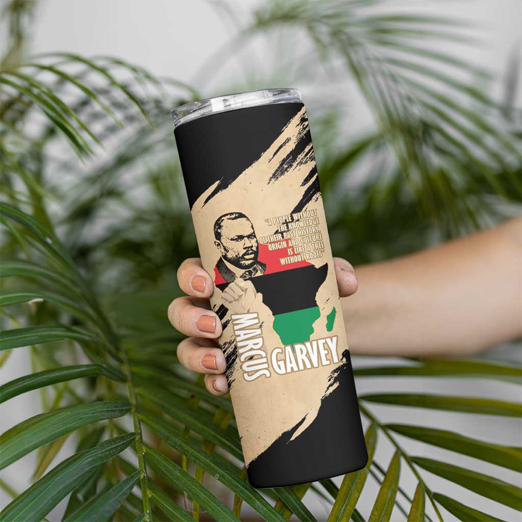 Marcus Garvey Day Skinny Tumbler UNIA Flag Mix African Map - Wonder Print Shop