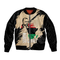 Marcus Garvey Day Sleeve Zip Bomber Jacket UNIA Flag Mix African Map - Wonder Print Shop
