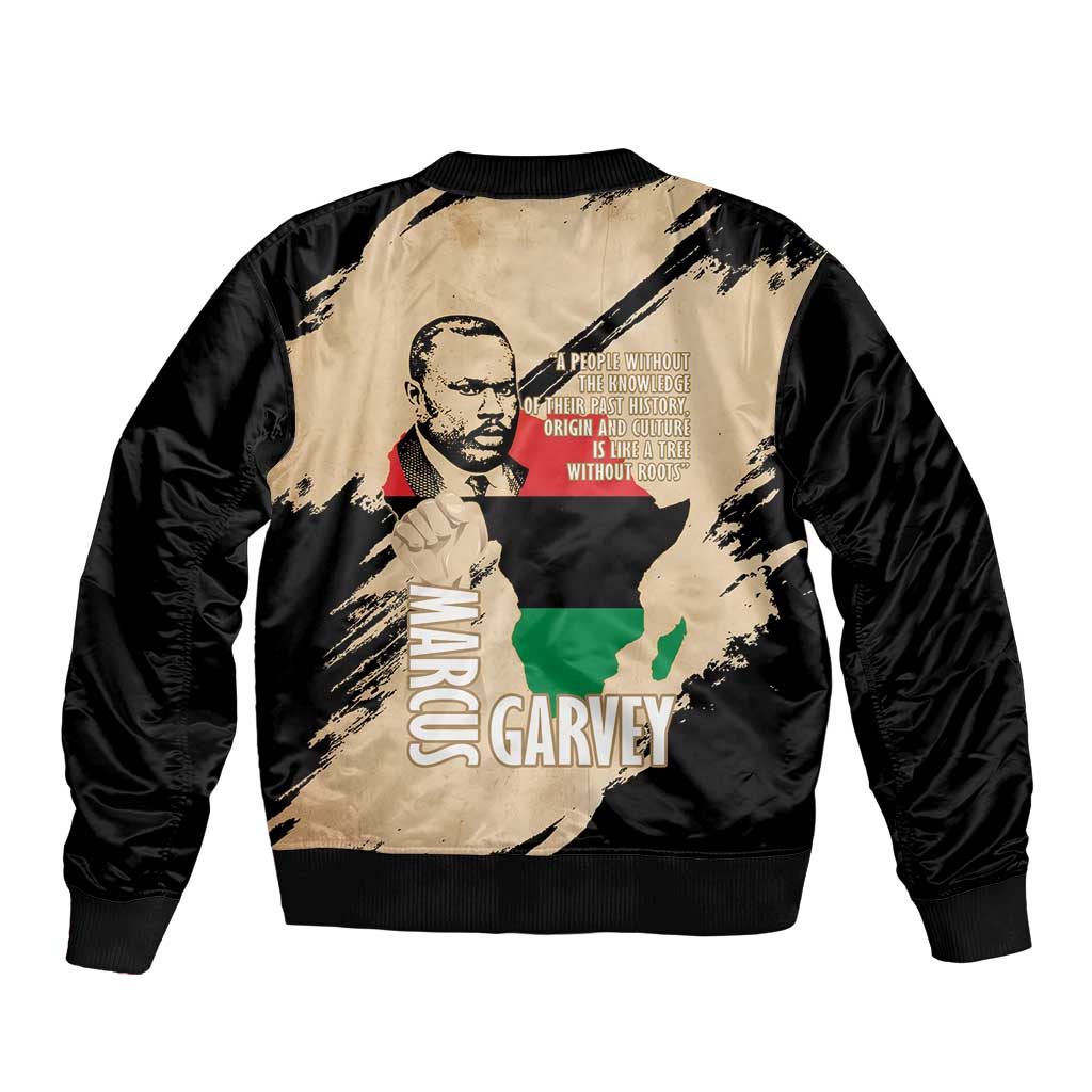 Marcus Garvey Day Sleeve Zip Bomber Jacket UNIA Flag Mix African Map - Wonder Print Shop
