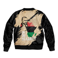 Marcus Garvey Day Sleeve Zip Bomber Jacket UNIA Flag Mix African Map - Wonder Print Shop