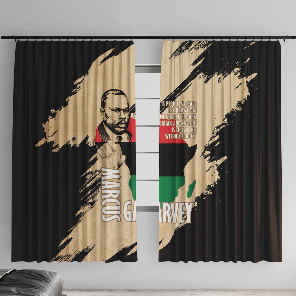 Marcus Garvey Day Window Curtain UNIA Flag Mix African Map - Wonder Print Shop