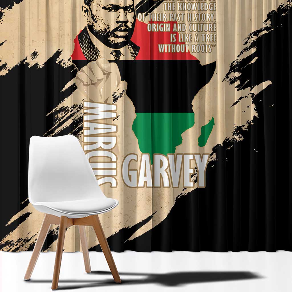 Marcus Garvey Day Window Curtain UNIA Flag Mix African Map - Wonder Print Shop