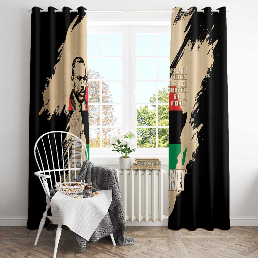 Marcus Garvey Day Window Curtain UNIA Flag Mix African Map - Wonder Print Shop