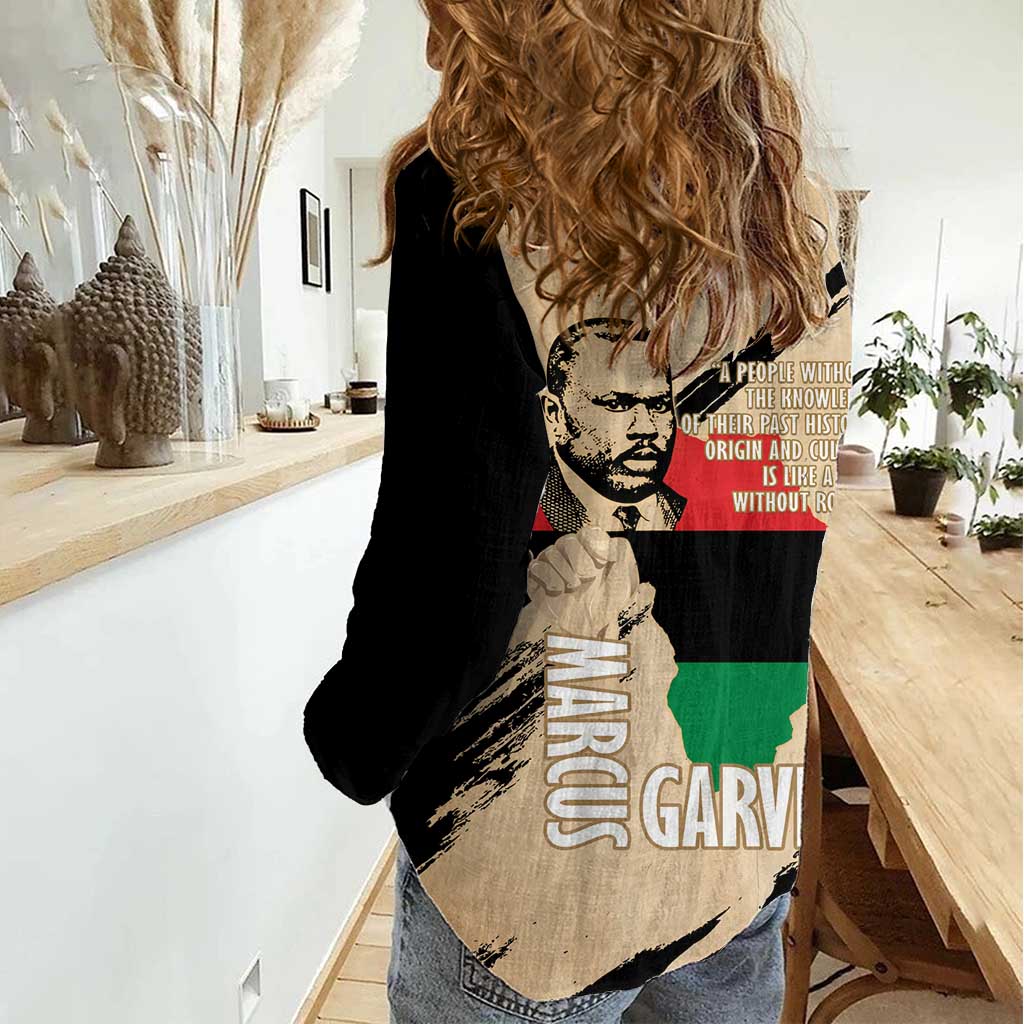 Marcus Garvey Day Women Casual Shirt UNIA Flag Mix African Map - Wonder Print Shop