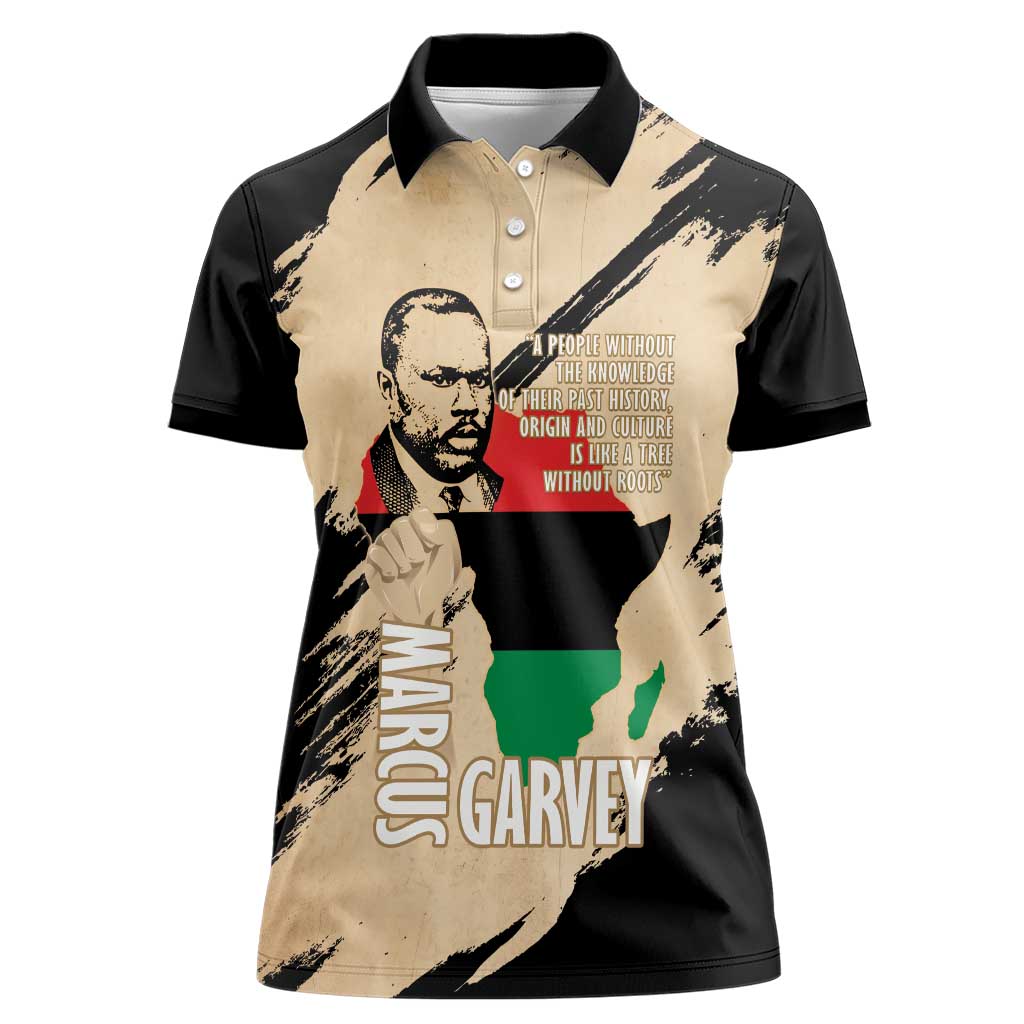 Marcus Garvey Day Women Polo Shirt UNIA Flag Mix African Map - Wonder Print Shop
