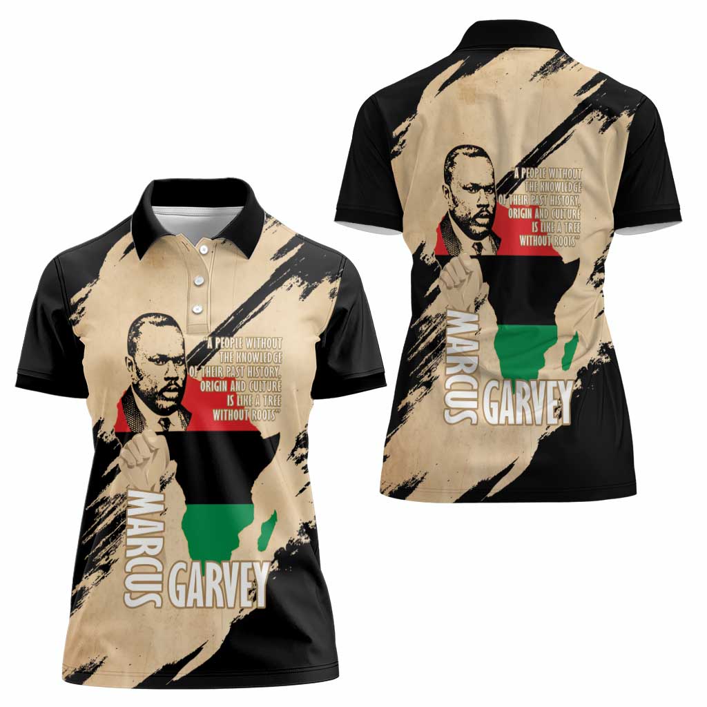 Marcus Garvey Day Women Polo Shirt UNIA Flag Mix African Map - Wonder Print Shop