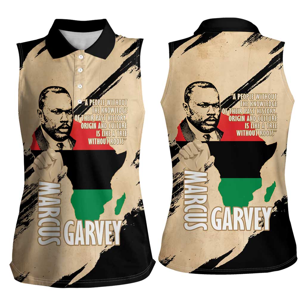 Marcus Garvey Day Women Sleeveless Polo Shirt UNIA Flag Mix African Map - Wonder Print Shop