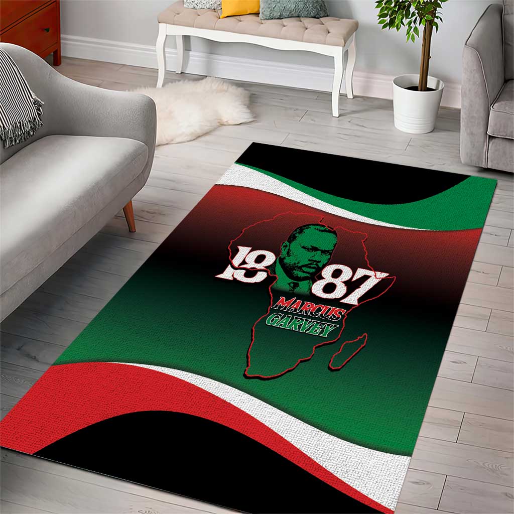 Marcus Garvey 1887 Area Rug African Map Curves Style - Wonder Print Shop