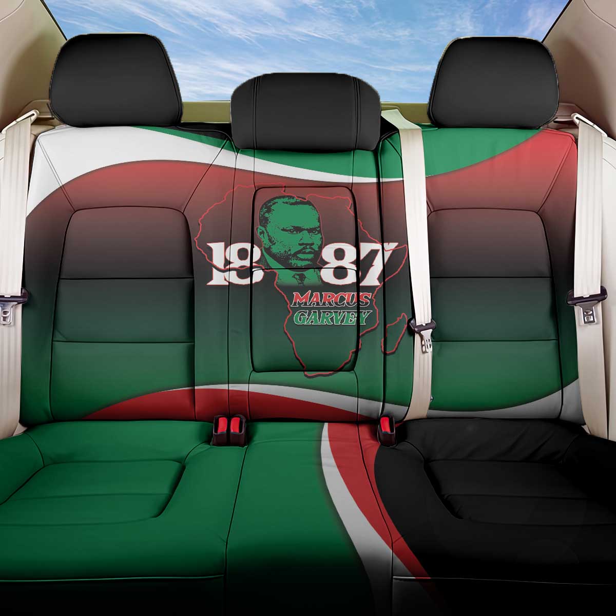 Marcus Garvey 1887 Back Car Seat Cover African Map Curves Style - Wonder Print Shop