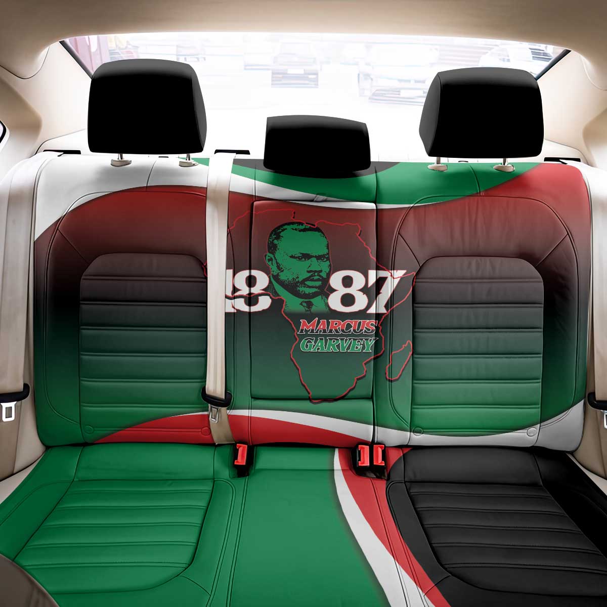 Marcus Garvey 1887 Back Car Seat Cover African Map Curves Style - Wonder Print Shop