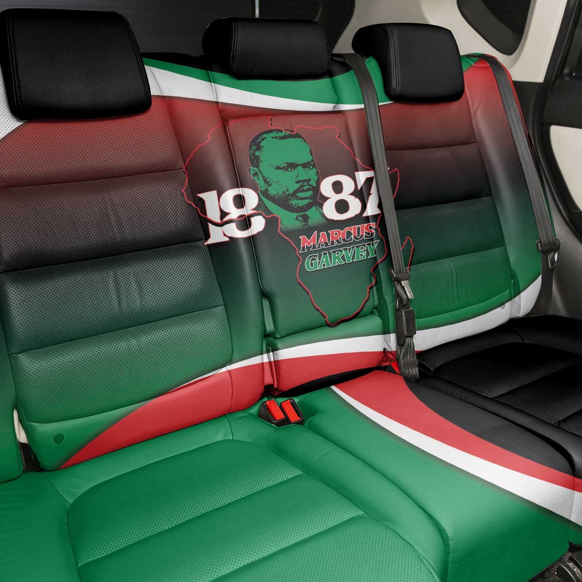 Marcus Garvey 1887 Back Car Seat Cover African Map Curves Style - Wonder Print Shop