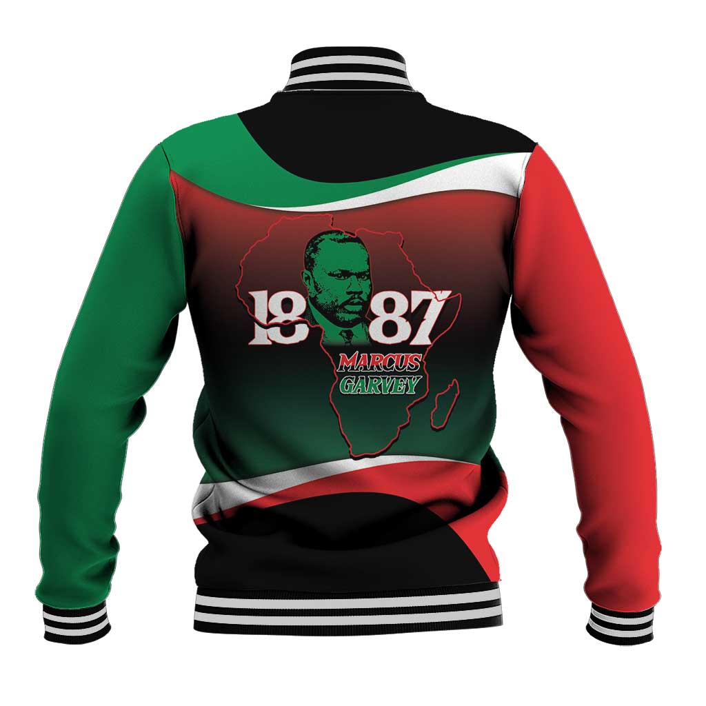 Marcus Garvey 1887 Baseball Jacket African Map Curves Style - Wonder Print Shop