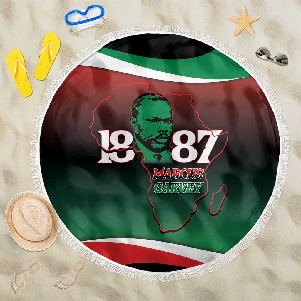 Marcus Garvey 1887 Beach Blanket African Map Curves Style - Wonder Print Shop