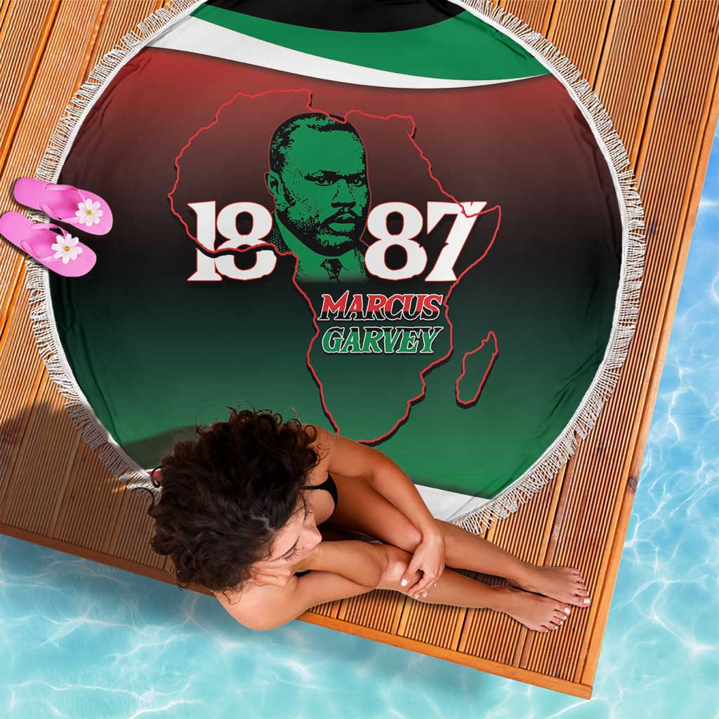 Marcus Garvey 1887 Beach Blanket African Map Curves Style - Wonder Print Shop