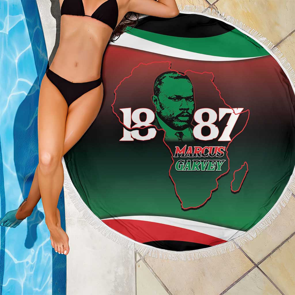 Marcus Garvey 1887 Beach Blanket African Map Curves Style - Wonder Print Shop