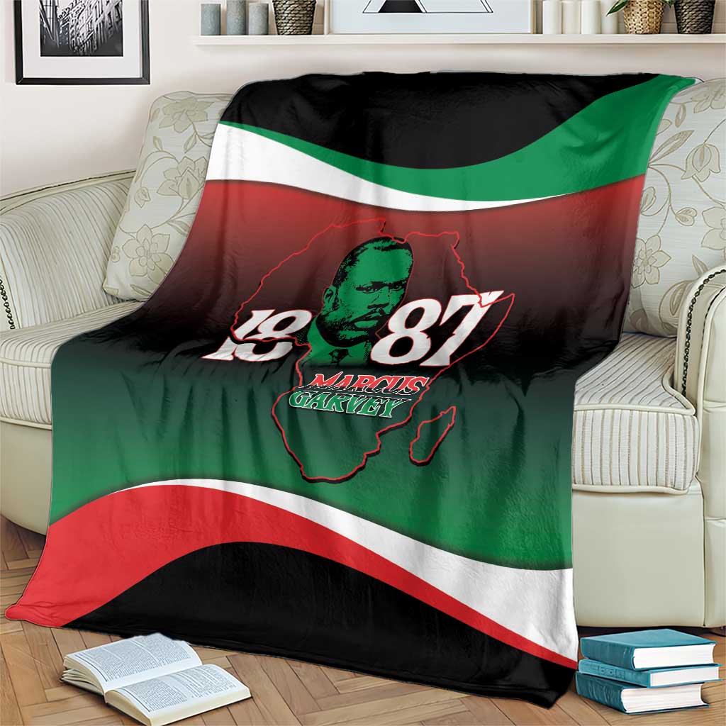 Marcus Garvey 1887 Blanket African Map Curves Style - Wonder Print Shop