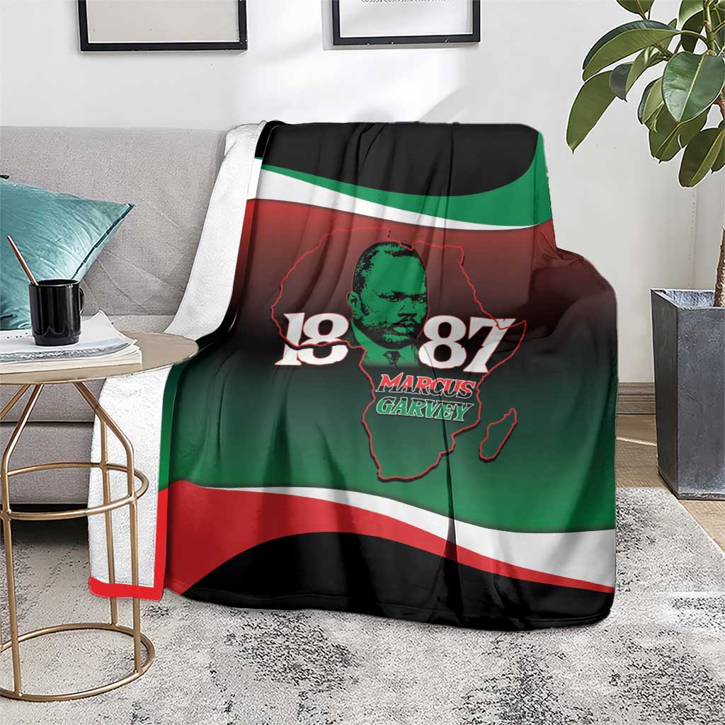 Marcus Garvey 1887 Blanket African Map Curves Style - Wonder Print Shop