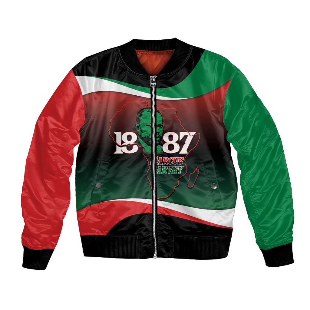 Marcus Garvey 1887 Bomber Jacket African Map Curves Style - Wonder Print Shop