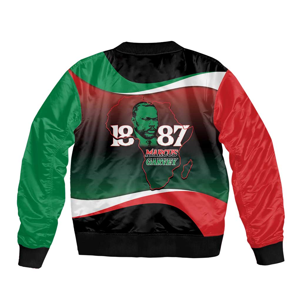 Marcus Garvey 1887 Bomber Jacket African Map Curves Style - Wonder Print Shop