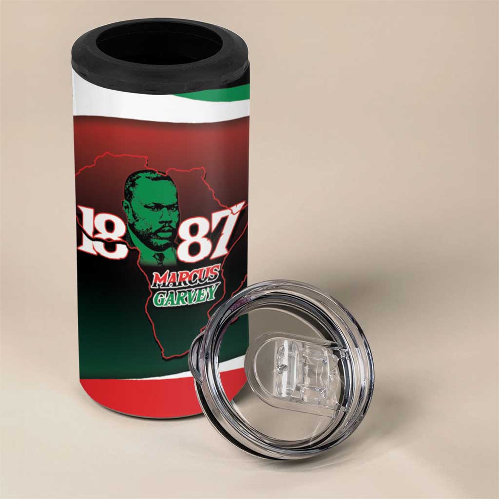 Marcus Garvey 1887 4 in 1 Can Cooler Tumbler African Map Curves Style - Wonder Print Shop