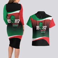 Marcus Garvey 1887 Couples Matching Long Sleeve Bodycon Dress and Hawaiian Shirt African Map Curves Style - Wonder Print Shop