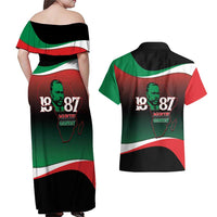 Marcus Garvey 1887 Couples Matching Off Shoulder Maxi Dress and Hawaiian Shirt African Map Curves Style - Wonder Print Shop