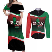 Marcus Garvey 1887 Couples Matching Off Shoulder Maxi Dress and Long Sleeve Button Shirt African Map Curves Style - Wonder Print Shop