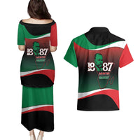 Marcus Garvey 1887 Couples Matching Puletasi and Hawaiian Shirt African Map Curves Style - Wonder Print Shop