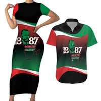 Marcus Garvey 1887 Couples Matching Short Sleeve Bodycon Dress and Hawaiian Shirt African Map Curves Style - Wonder Print Shop