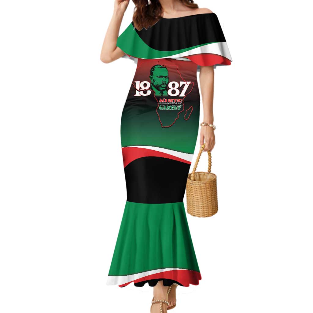 Marcus Garvey 1887 Family Matching Mermaid Dress and Hawaiian Shirt African Map Curves Style - Wonder Print Shop