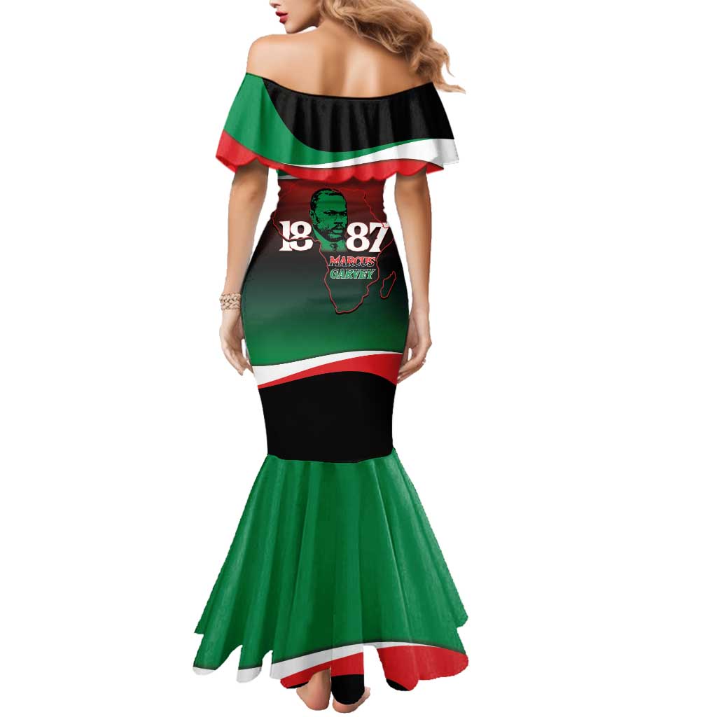 Marcus Garvey 1887 Family Matching Mermaid Dress and Hawaiian Shirt African Map Curves Style - Wonder Print Shop