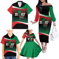 Marcus Garvey 1887 Family Matching Off The Shoulder Long Sleeve Dress and Hawaiian Shirt African Map Curves Style - Wonder Print Shop