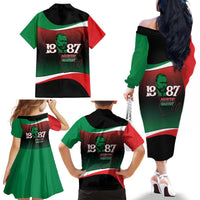 Marcus Garvey 1887 Family Matching Off The Shoulder Long Sleeve Dress and Hawaiian Shirt African Map Curves Style - Wonder Print Shop
