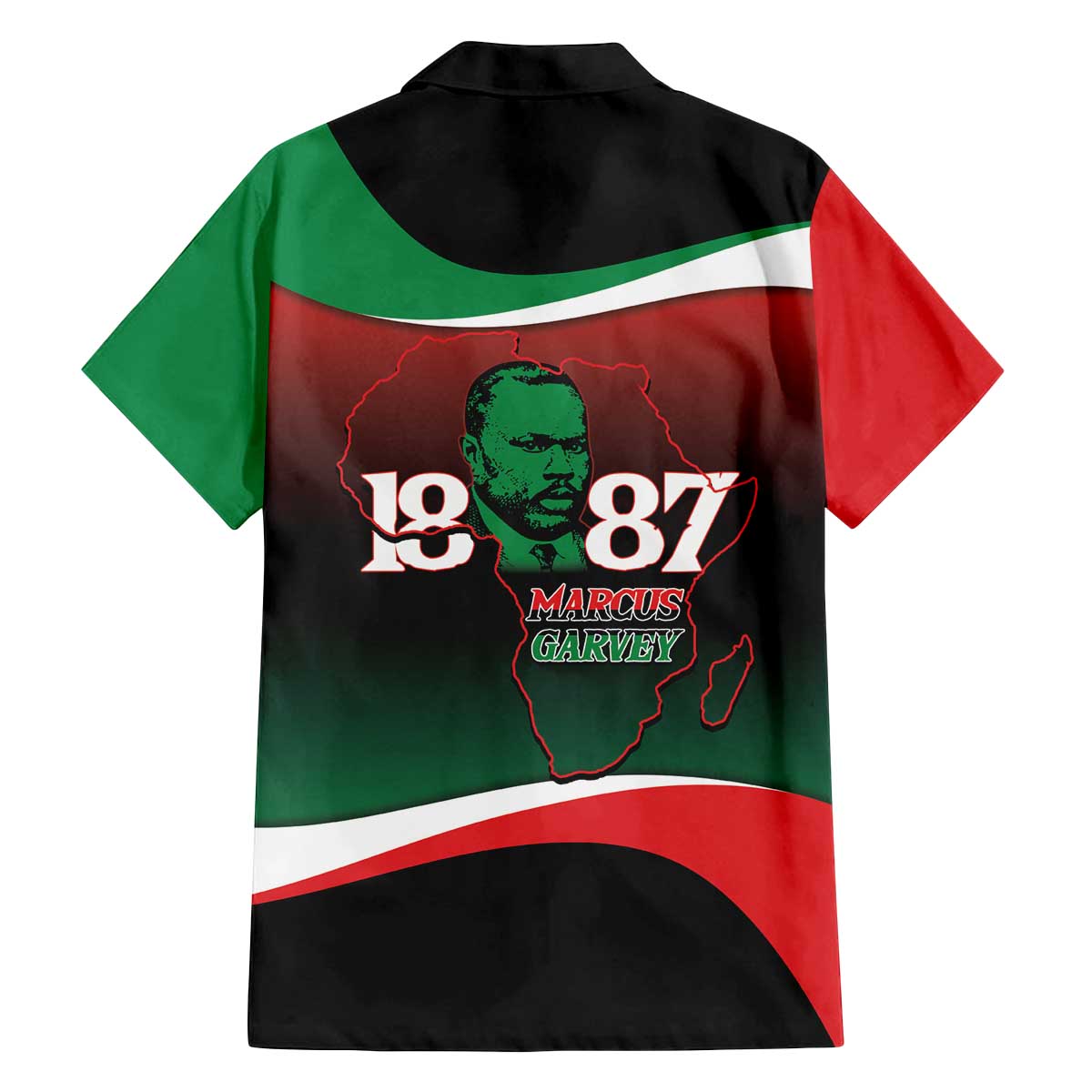 Marcus Garvey 1887 Family Matching Off The Shoulder Long Sleeve Dress and Hawaiian Shirt African Map Curves Style - Wonder Print Shop