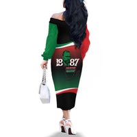 Marcus Garvey 1887 Family Matching Off The Shoulder Long Sleeve Dress and Hawaiian Shirt African Map Curves Style - Wonder Print Shop