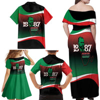 Marcus Garvey 1887 Family Matching Off Shoulder Maxi Dress and Hawaiian Shirt African Map Curves Style - Wonder Print Shop