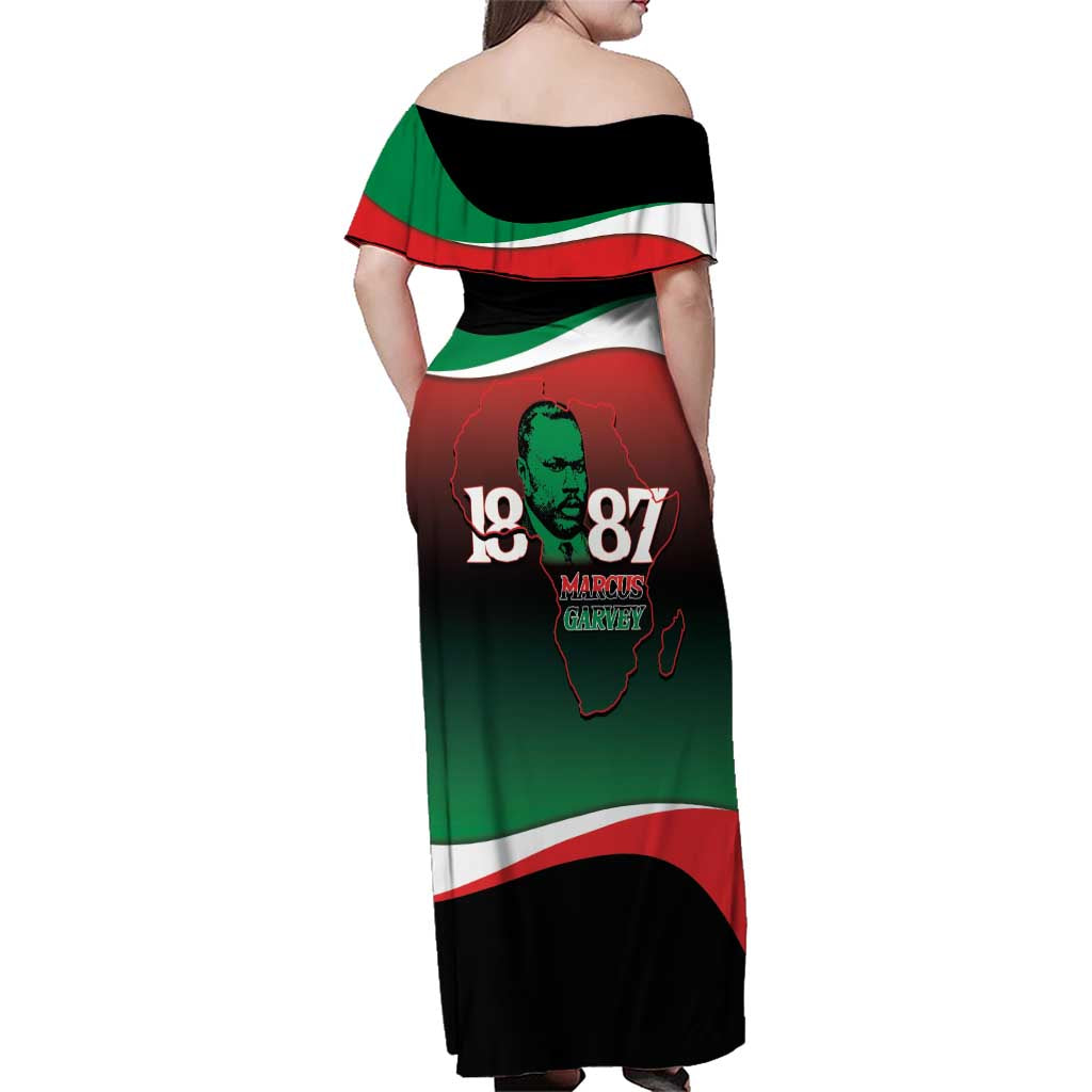 Marcus Garvey 1887 Family Matching Off Shoulder Maxi Dress and Hawaiian Shirt African Map Curves Style - Wonder Print Shop