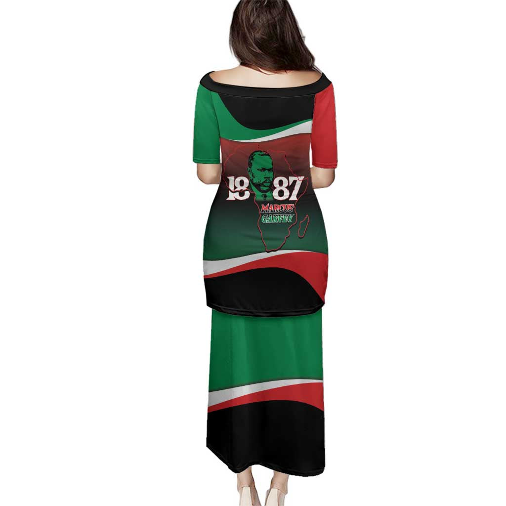 Marcus Garvey 1887 Family Matching Puletasi and Hawaiian Shirt African Map Curves Style - Wonder Print Shop
