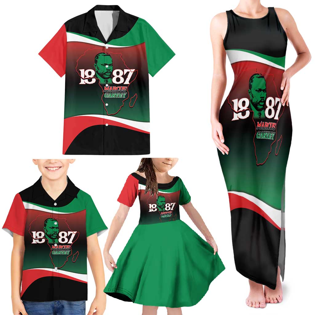 Marcus Garvey 1887 Family Matching Tank Maxi Dress and Hawaiian Shirt African Map Curves Style - Wonder Print Shop