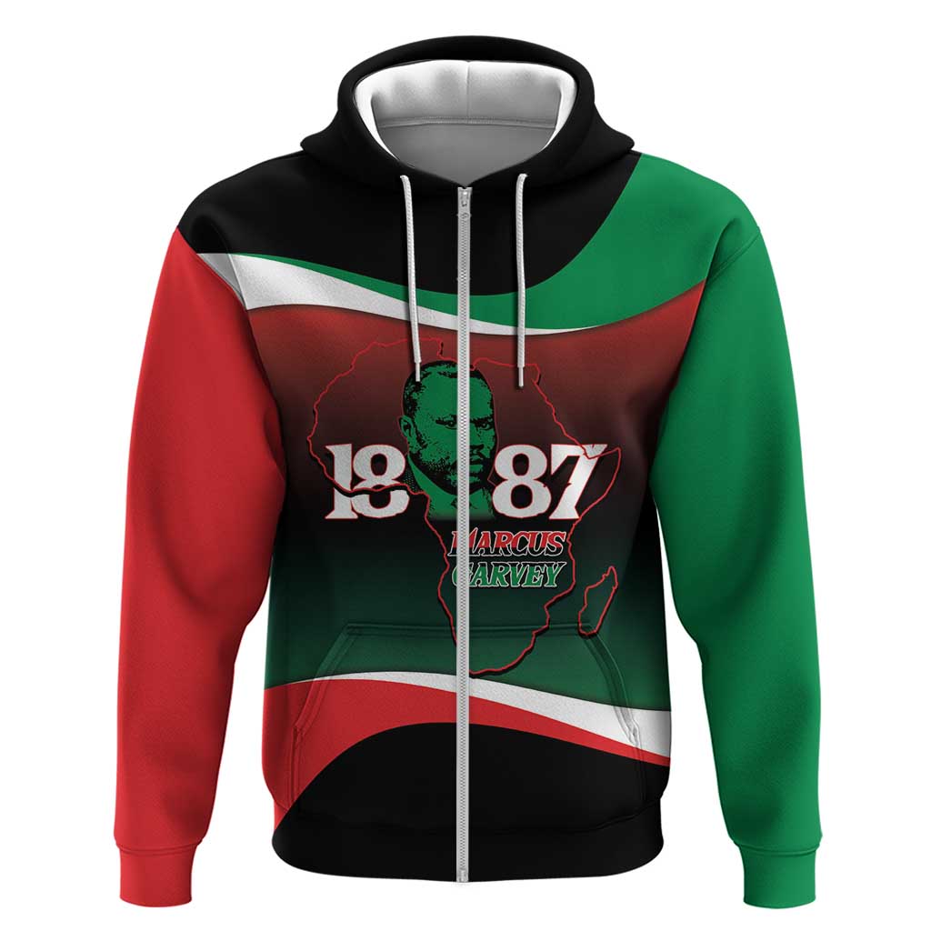 Marcus Garvey 1887 Hoodie African Map Curves Style - Wonder Print Shop