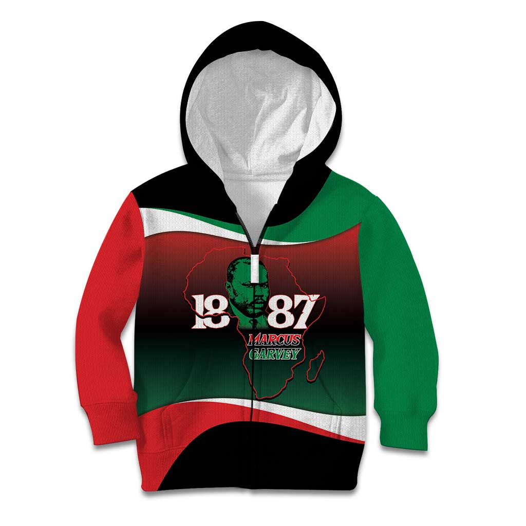 Marcus Garvey 1887 Kid Hoodie African Map Curves Style - Wonder Print Shop