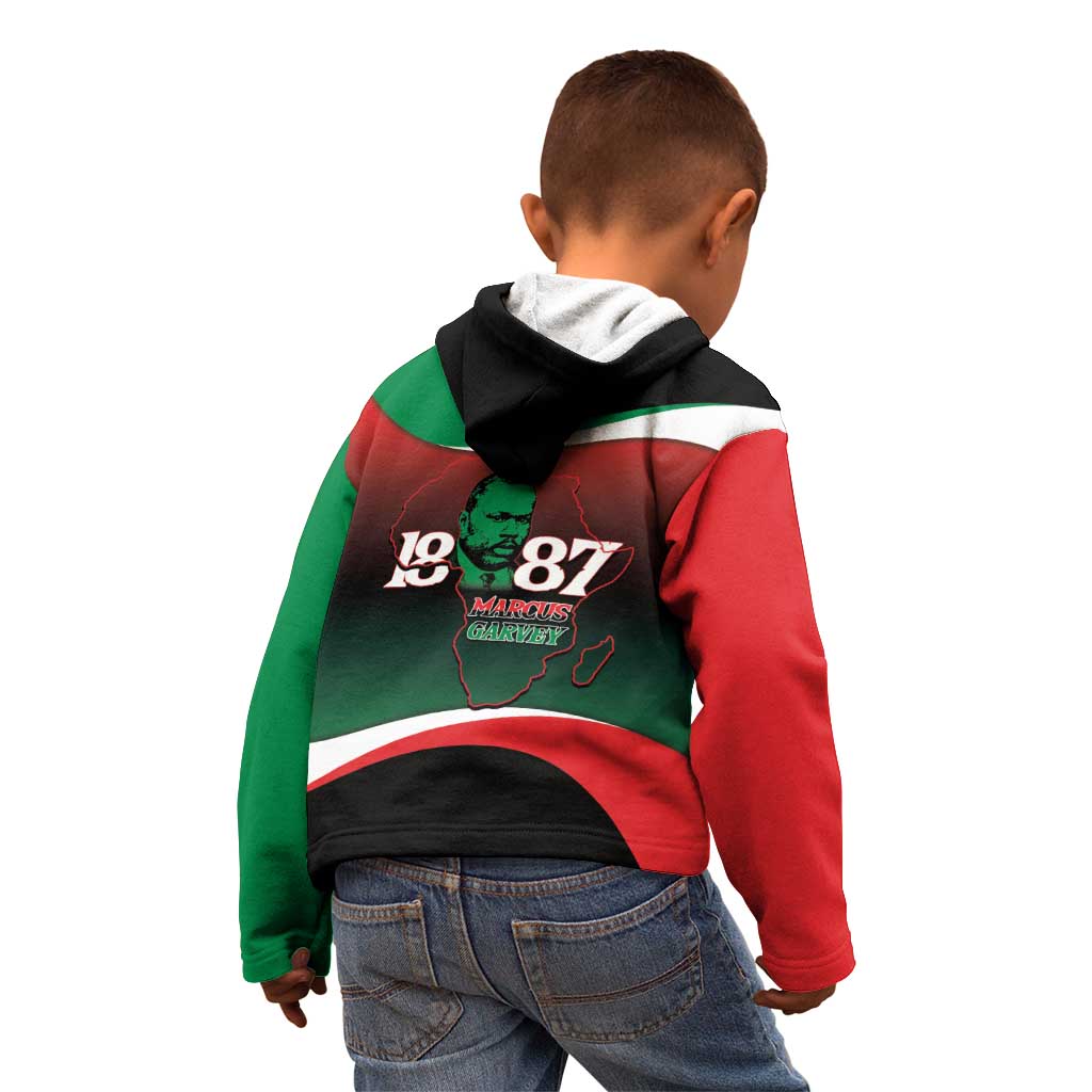 Marcus Garvey 1887 Kid Hoodie African Map Curves Style - Wonder Print Shop